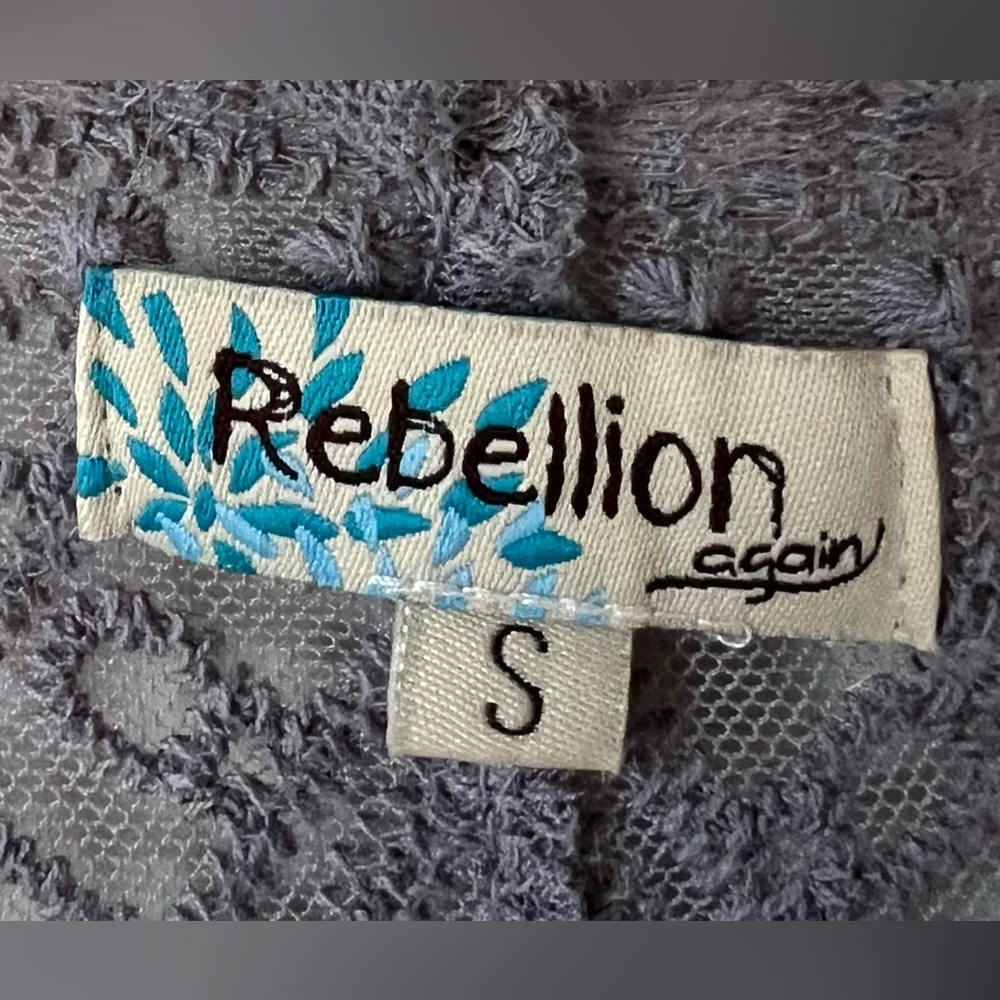 Rebellion Again Lace Kimono Duster Cardigan Cover-Up Gray Slate Bell Sleeves S - Picture 8 of 8